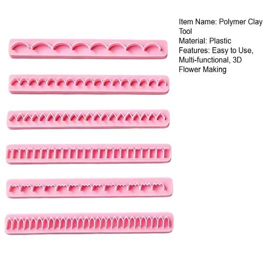 Handmade Craft Supplies 6Pcs Polymer Clay Flower Petal Cutter, 6 Shapes 3D Making Easy Clean Molds Tool, Plastic Crafting Tools for DIY Lovers