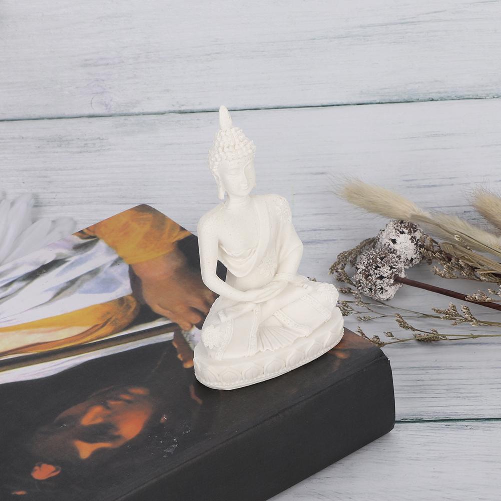 Meditating Seated Buddha Statue Carving Figurine Craft for Home Decoration Ornament (Gold)