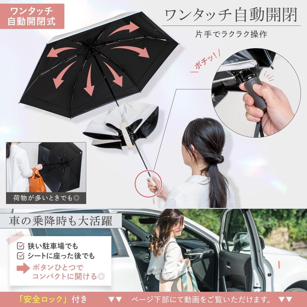 on Hare Shizuku Folding Complete UV Ultra Automatic Opening and Safety Lock For Sunny and Rainy Folding Ultra For Water Umbrella Case Off White