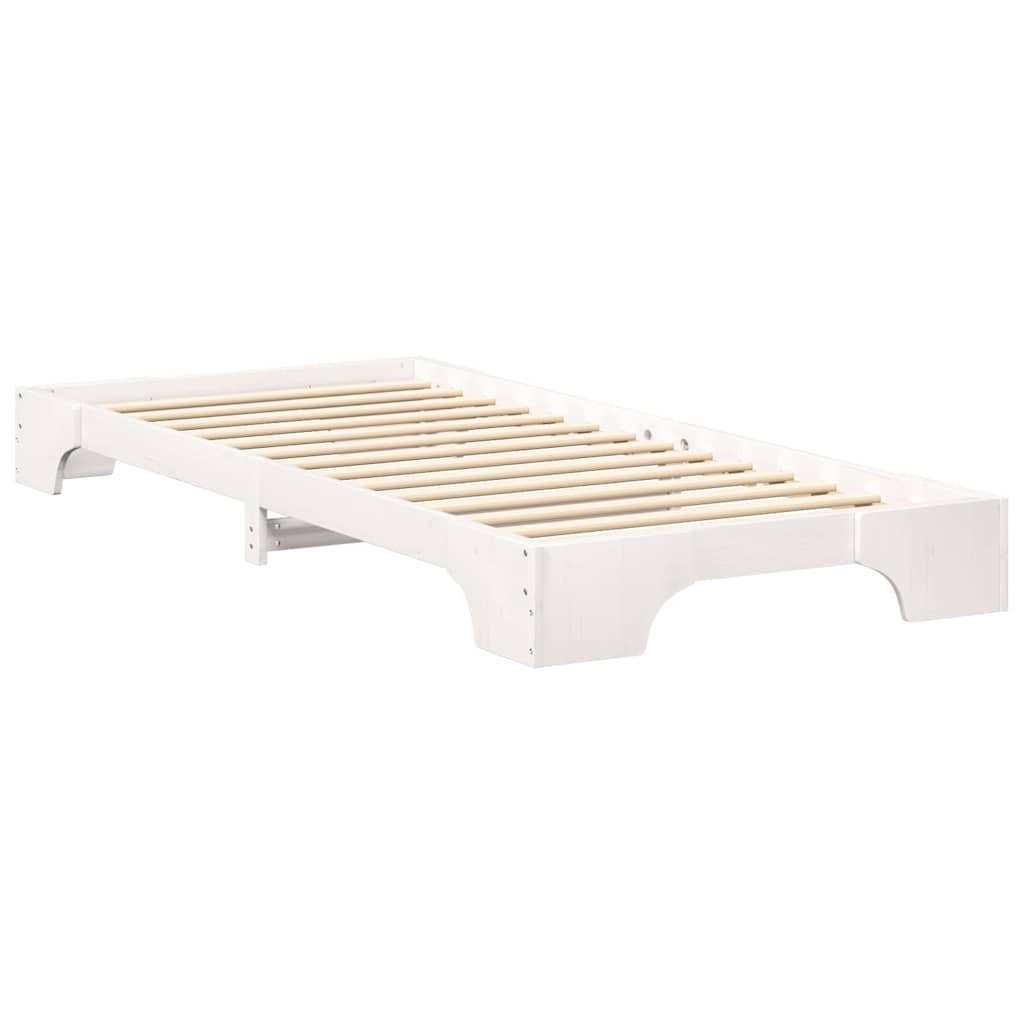 White Bed Frame 80 x 210 cm Solid Pine Wood
