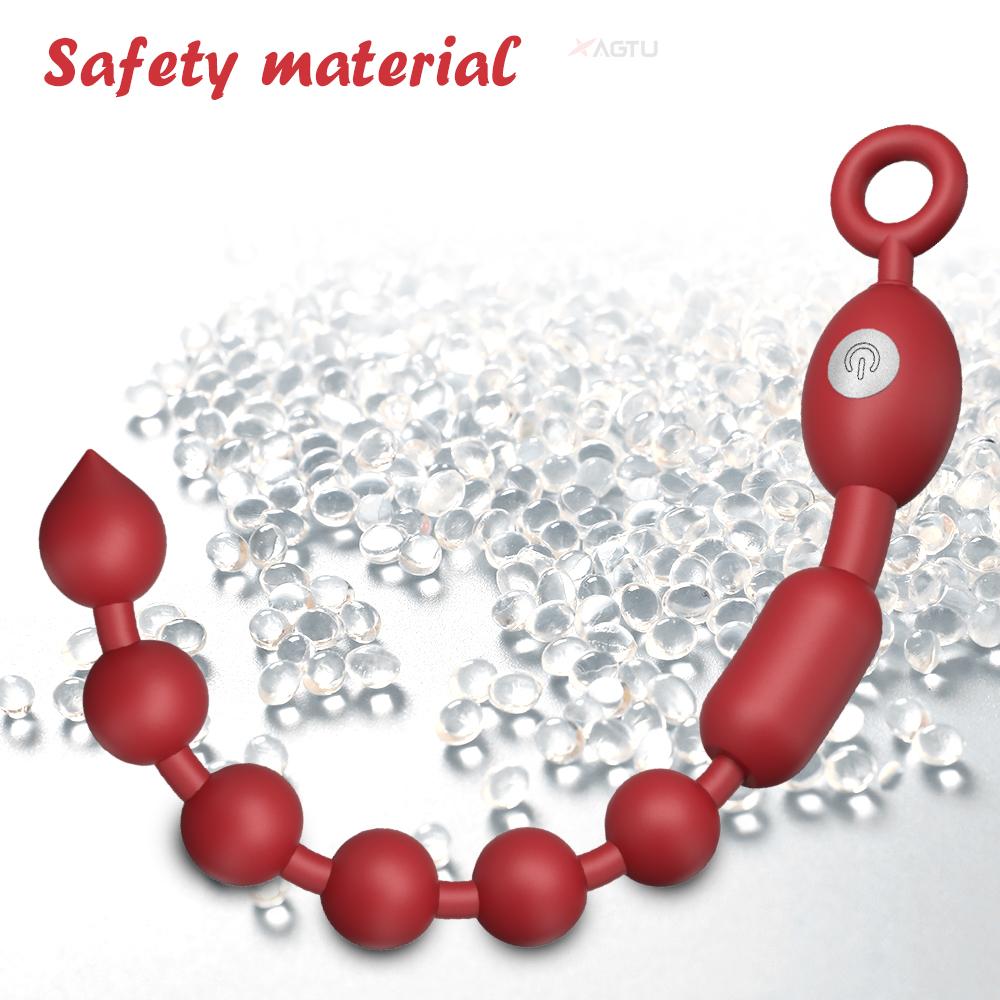 Flexible Vibrating Anal Beads Butt Plug Silicone 9 Vibration Modes Anal Sex Toys Waterproof Bullet Vibrator for Men Women Couple