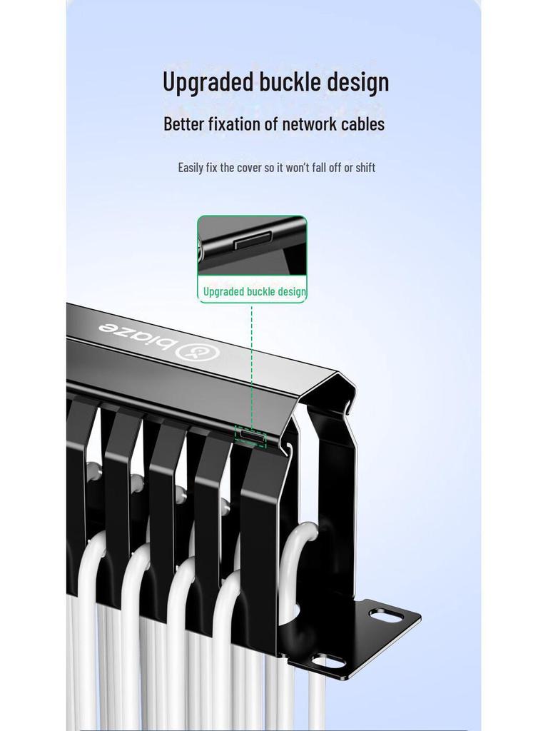 Biaz 24-Gear 48-Port 19-Inch 1U Engineering-Grade Metal Cable Management Rack