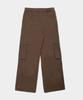 DREAMWORLD Zipper Pocket Wide Cargo Pants (Brown)