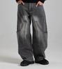 Beoteunseoul Out-Pocket Curved Volume Denim Pants (Dark Gray)