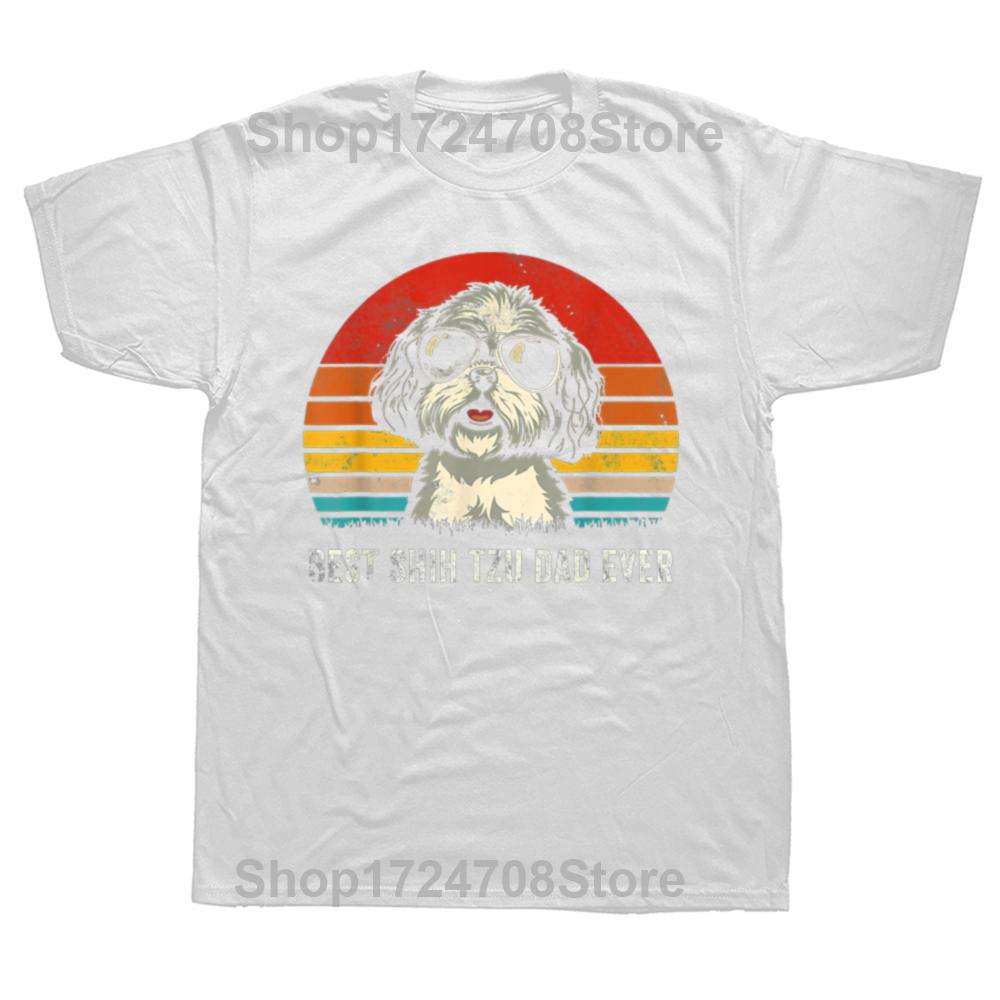 Mens Best Shih Tzu Dad Ever Funny Shih Tzu Dad Gift Dog Lover TShirt Tees Classic Camisas Hombre Cotton Men T Shirts 3D Printed S