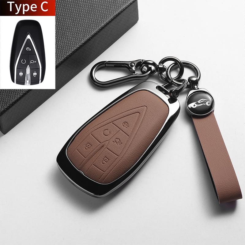 For Changan DEEPAL S07 L07 SL03 S7 G318 S05 Leather Metal Car Key Case Cover Key Protection Shell Fob Key Case Holder Accessorie
