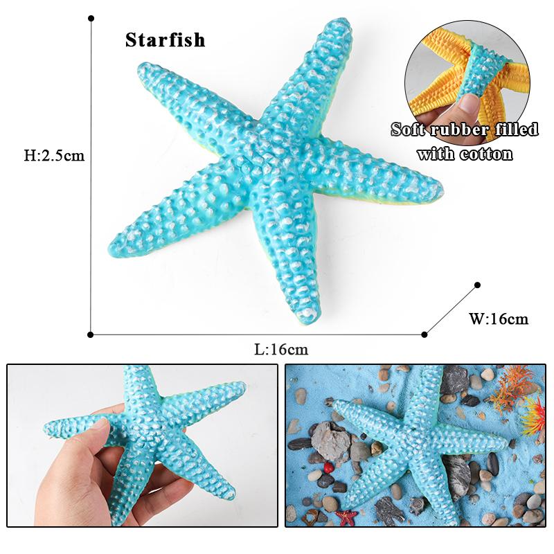Oenux Ocean Animals Whale Shark Megalodon Crab Starfish Octopus Action Figures Soft Sea Life Model Educational Toy For Kids Gift