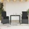 Vidaxl 3-Cz. Garden Furniture Set With Cushions, Black, PE Rattan