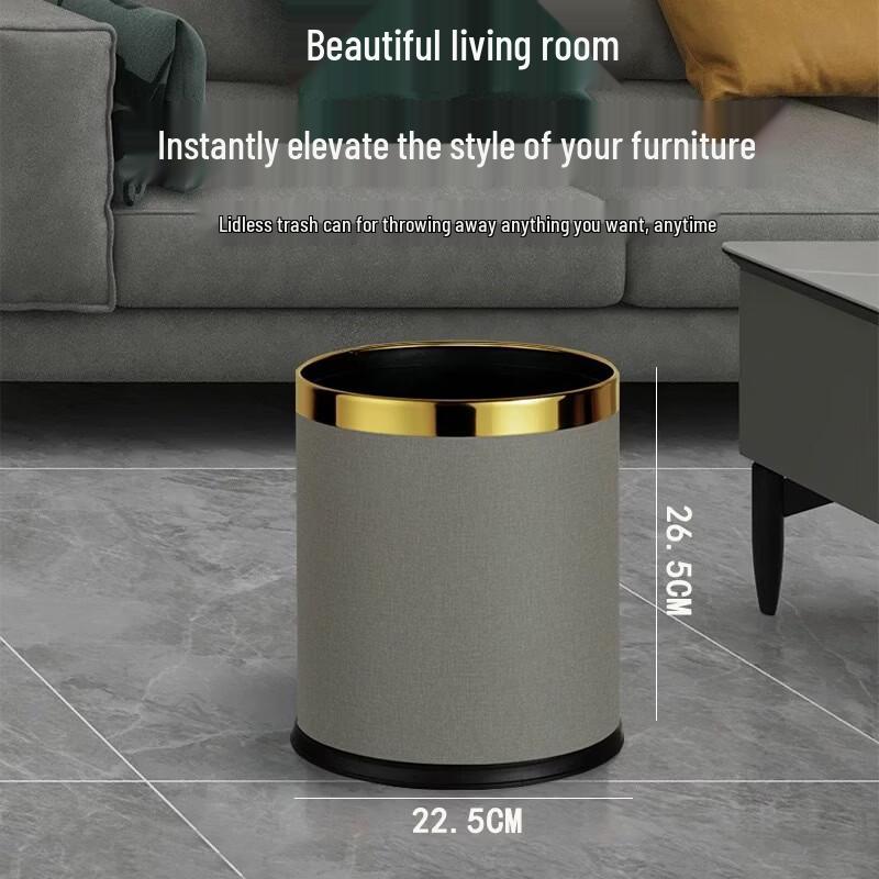 Yuzhuxun 10L Double-Layer Trash Can Set with Gold Ring