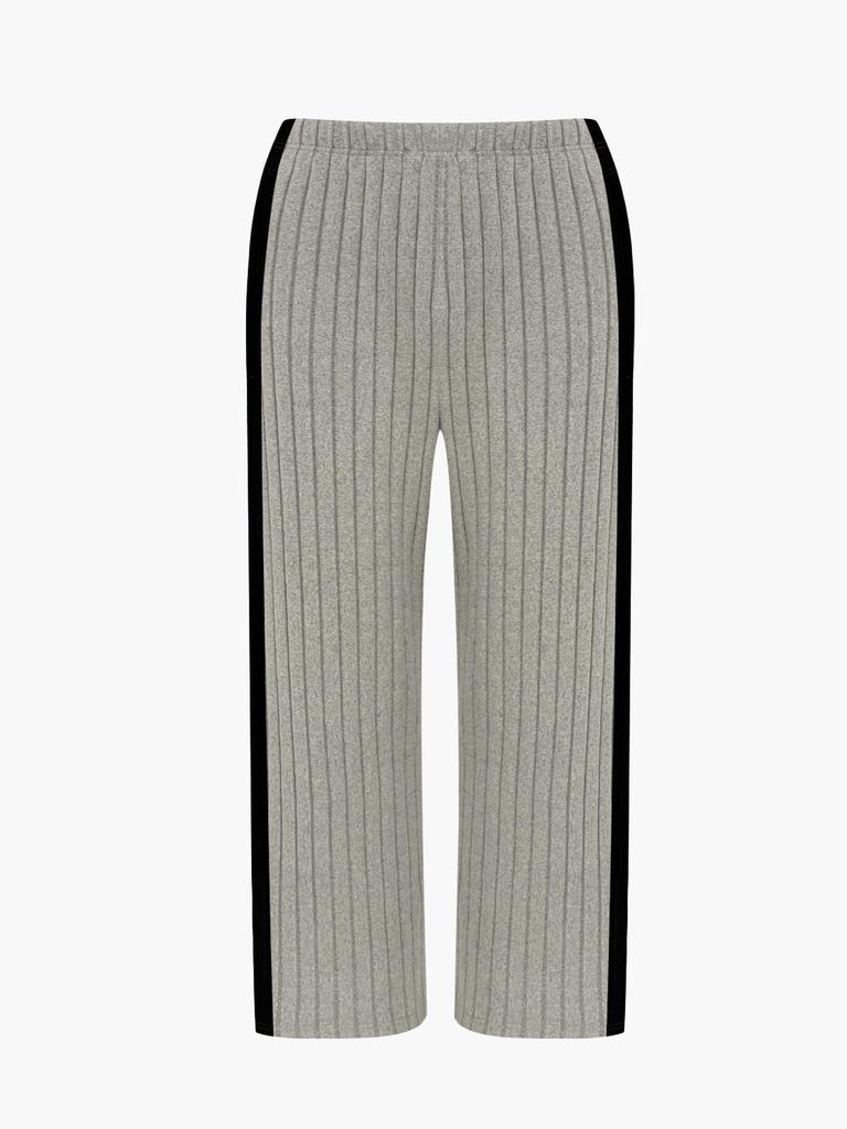 TUME Plus Size Ribbed Hoodie & Wide Leg Pants - Women's Autumn/Winter Casual Fashion Two-Piece Set