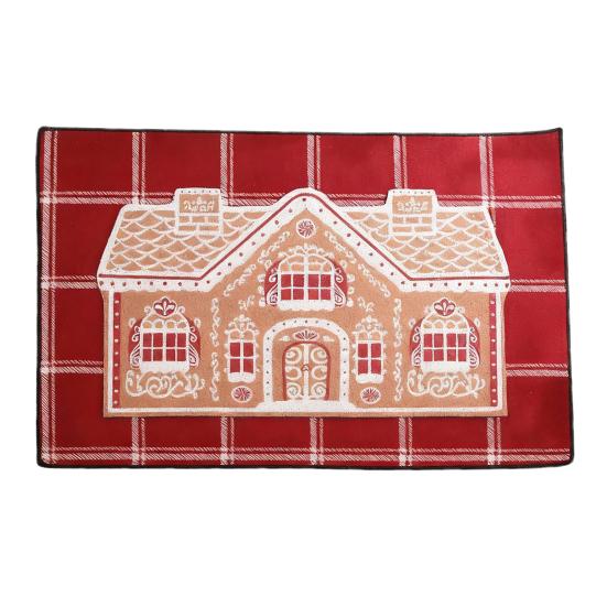 Gingerbread House Christmas Rug Gingerbread Welcome Door Mat Christmas Non Slip Entrance Rug