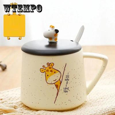 Keramik Tasse Weibliche Niedliche Tasse mit Deckel Löffel Mädchen Kreative Cartoon Wasser Tasse Hause Milch Frühstück Kaffeetasse