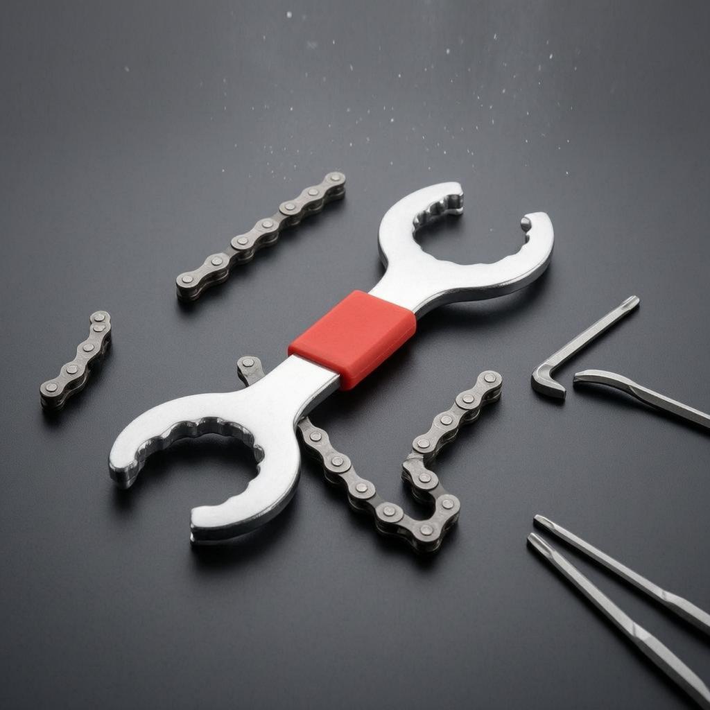 Cycle Multifunction Wrench Red Grip Cycle Bottom Bracket Wrench Adjustable Hook Spanner Double-Ended