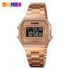 SKMEI Retro LED Digital Male Watches Casual Simple Mens Wristwatches Stainless Steel Band Waterproof Watch Men Reloj Hombre 1647