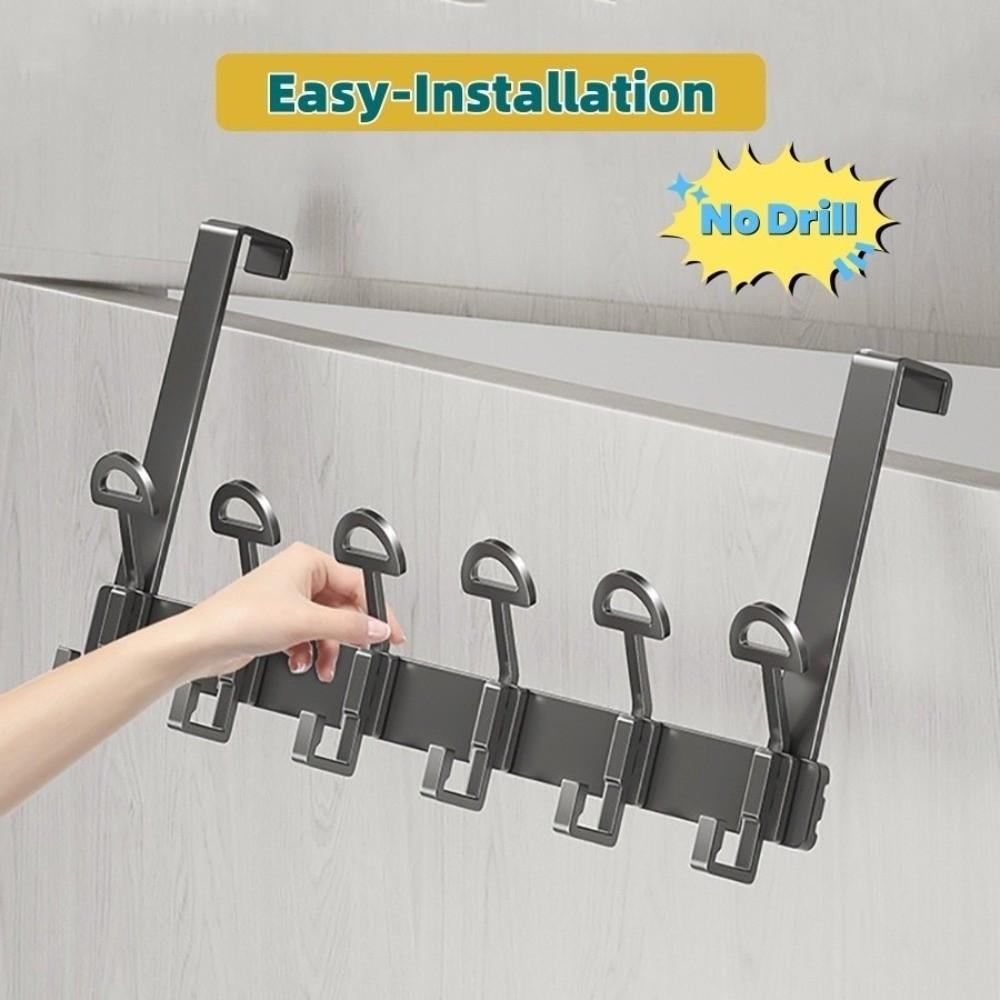 6/7 Hooks Over-the-Door Hooks Drill-Free Door Hang Clothing Bag Holder Heavy Duty Quick Installation Home Organizer Rack