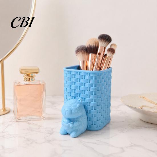 Pen Stand Capybara Holder, 3D Printed with Basket Pencil Holder Ornament Cup, Cute Animal Desk Organizer for Makeup Brush Stationery Office