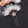 Metal Thai Style Leaf Hair Stick Golden Ethnic Headdress Jewelry Rhinestone Flower Hairpin  Party
