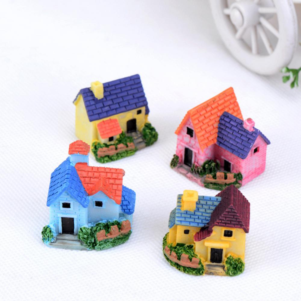 1~10PCS Mini Castle Small House Fairy Garden Miniatures Terrarium Figurines Crafts Figure Moss Ornament Micro Landscape