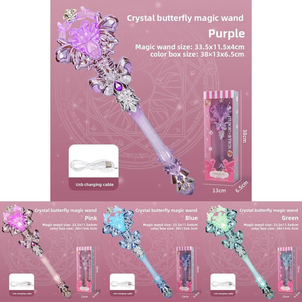 Kristall-Schmetterlingsfee Zauberstab Mit Licht Und Ton Für Mädchen Kinder Geschenk