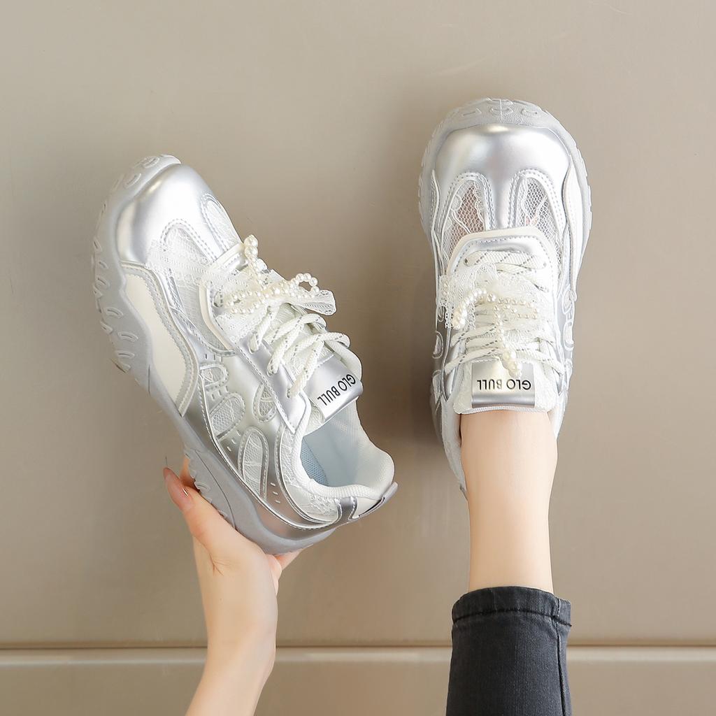 CRLAYDK Womens Sweet Sneakers Casual Walking Non Slip Comfortable Shoes Fashion Summer Lace Sports Running Shoes for Ladies