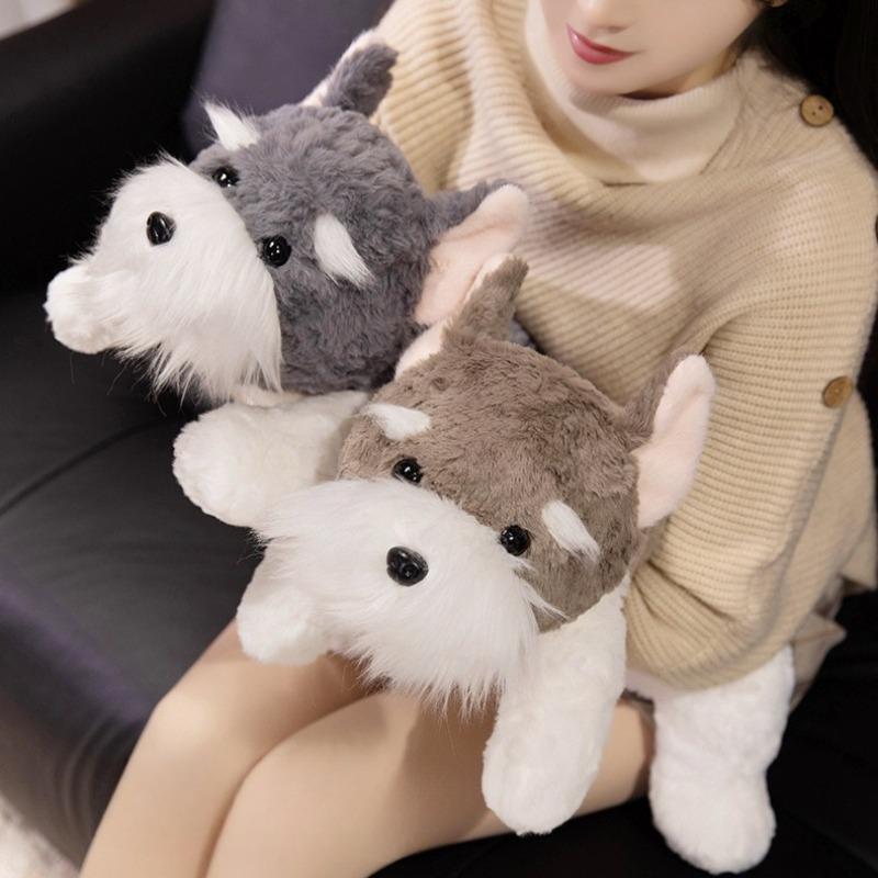 45CM Cute Schnauzer Dogs Plush Doll Cartoon Soft Stuffed Toys Pillow Kids Accompany Sleep Cloth Doll Toy Birthday Holiday Gift