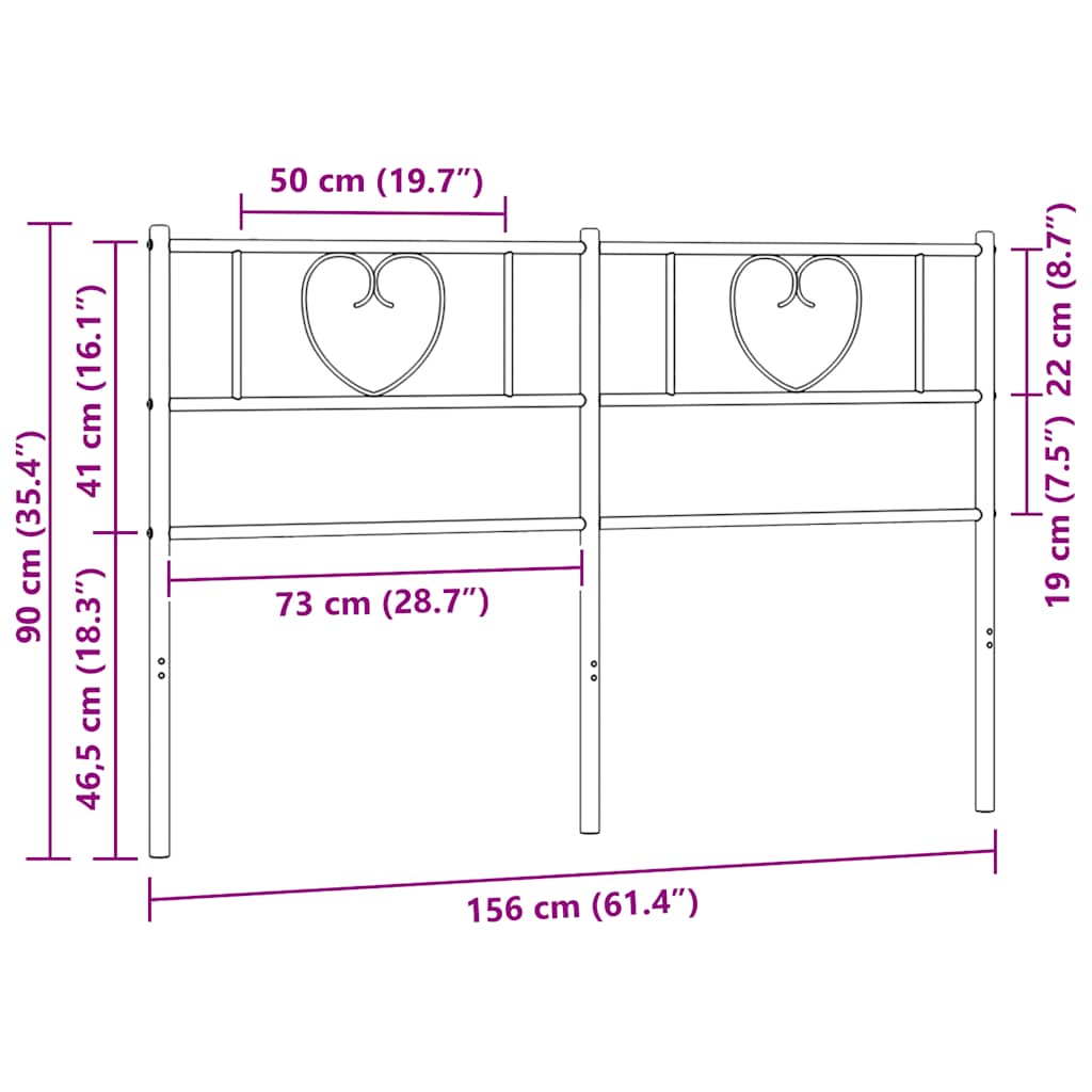 Replacement Headboard Metal Black 150 Cm