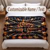 Music Guitar Theme Soft Blanket Personalized Custom Name Text Print Warm Blanket Home Sofa Bedroom Decor