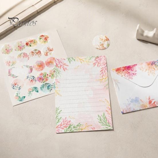 Decorative Writing Paper for Letters Watercolor Letterhead Set, Envelopes Letter And Stickers Handwritten Blessing Note Cards Kit, Correspondence