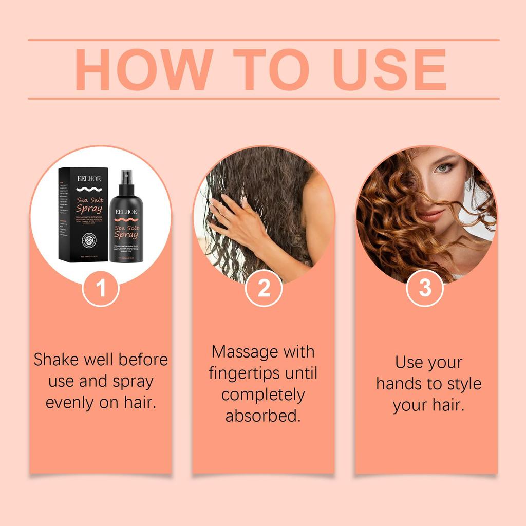 EELHOE Hair Sea Salt Styling Spray - Effortless Refreshing Oil-Free Fluffy Hair Leave-In Styling Dry Hair Spray