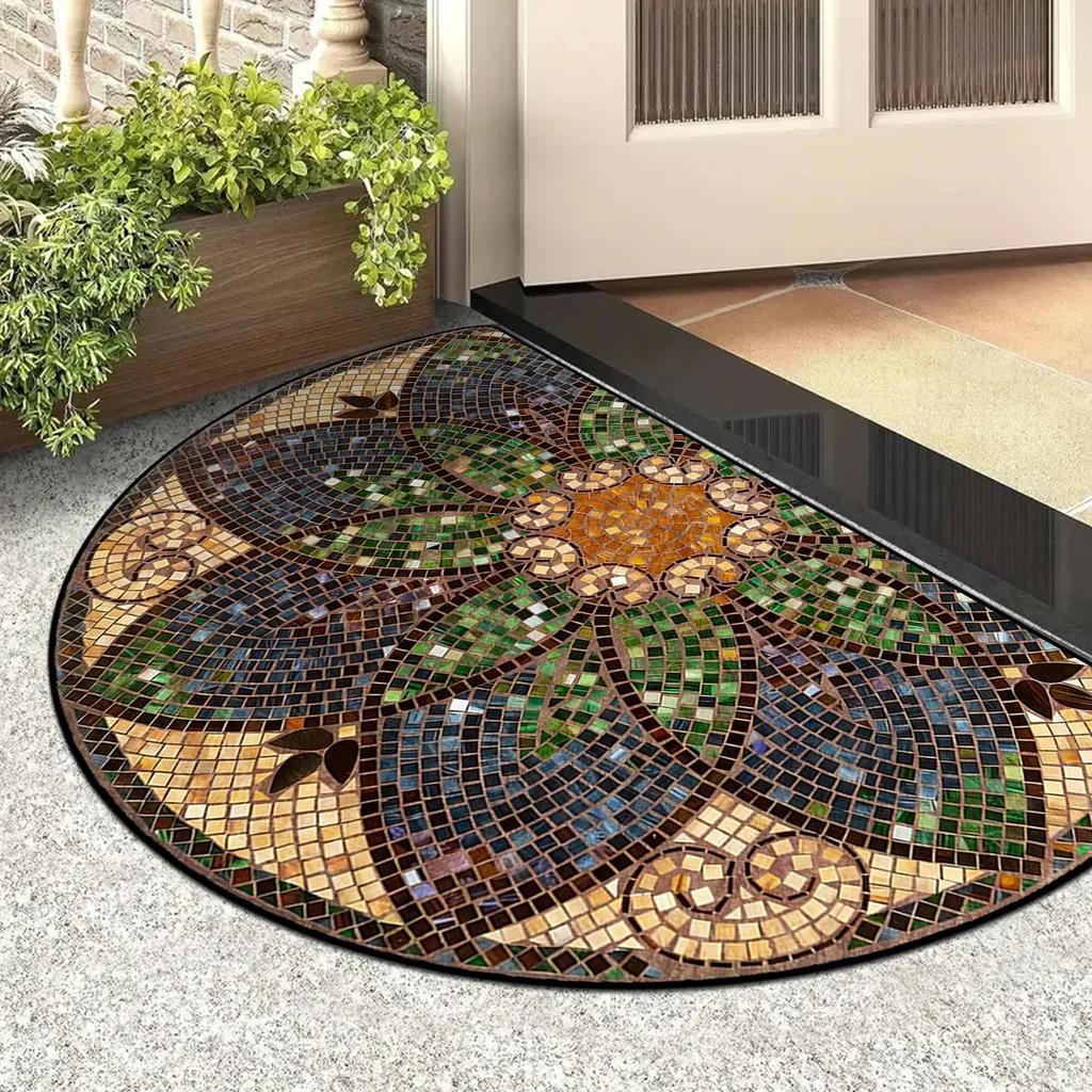 Entrance Carpet Home Door Entry Mat Outdoor Garden Decorative Carpets Luxury Welcome DoorMats Semi-circular Rug Tapete De Entra