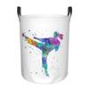 Karate Fighter Girl Dirty Laundry Baskets Folding Large Waterproof Clothes Storage Basket For Home Children's
