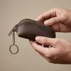 Wallet Anti-lost Mini Leather Coin Purse Thin Solid Color Men Key Ring Pouch Credit Card Holder Classic Car Key Bag Women