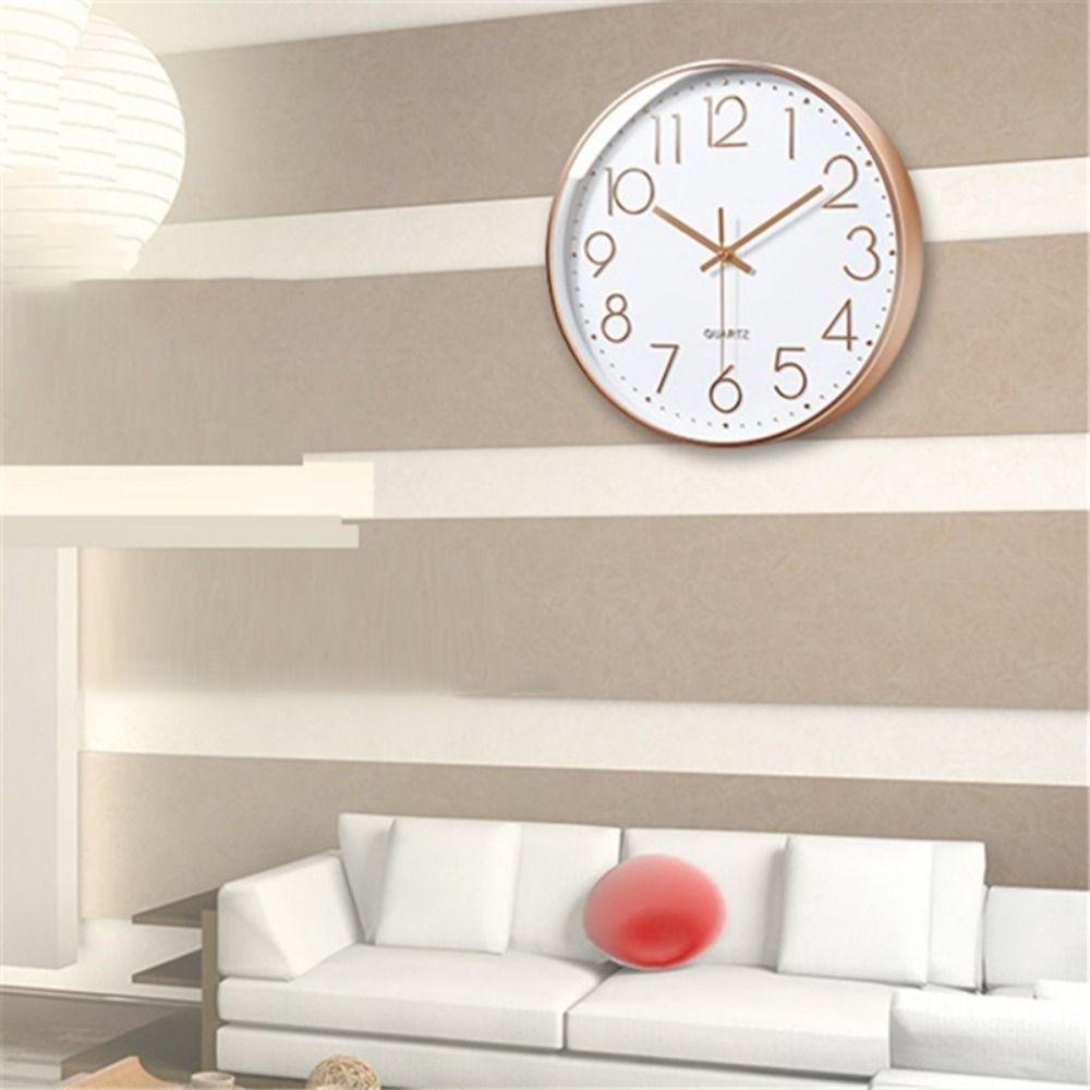 Non-Ticking Nordic Wall Clock Round Wall Hanging Clock Electronic Color Clock  Living Bedroom