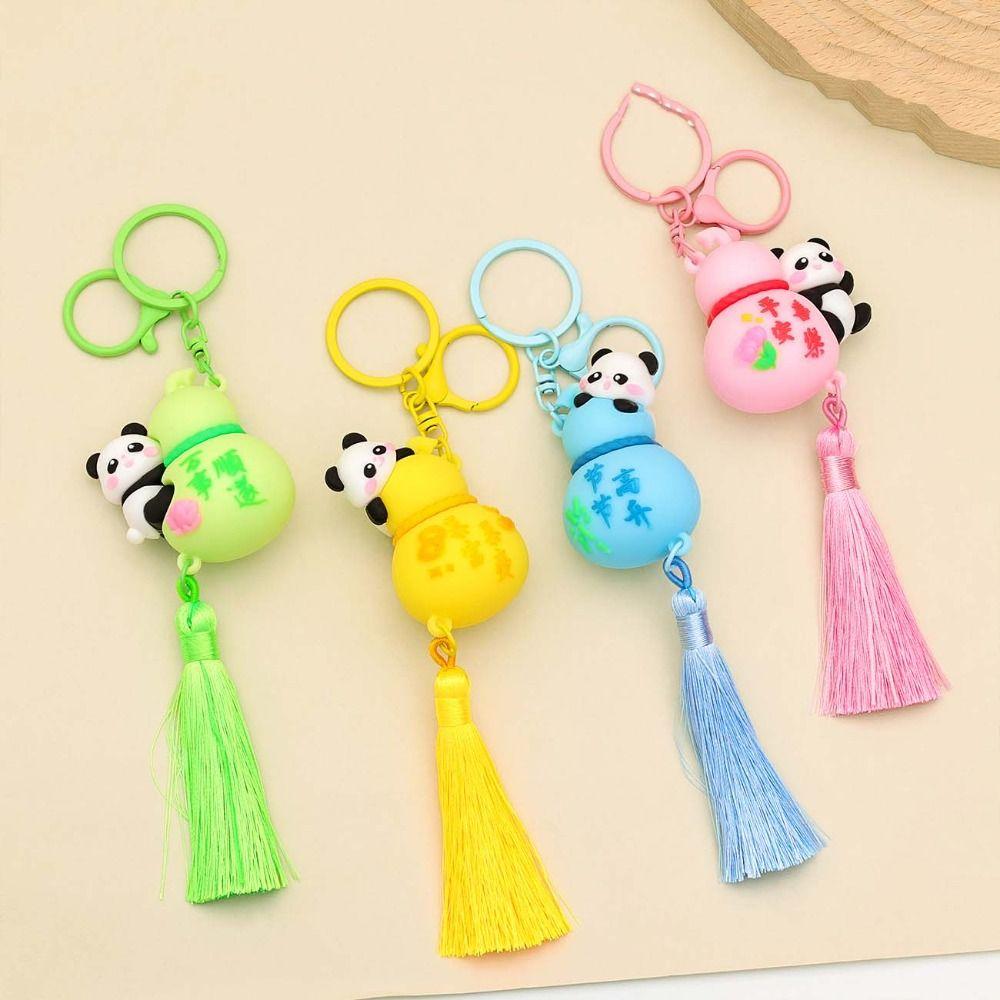 Cute Panda Dolls Pendant Tassel Car Key Ring Lovely Panda Calabash Keychain  Kids