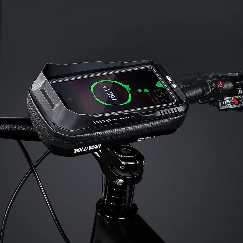 WILD MAN 0.6L Quick Release Rainproof Bike Handlebar Bag with Touchscreen Phone Holder for MTB, Mountain, Road Bikes, and Cycling (XT3, Twill)
