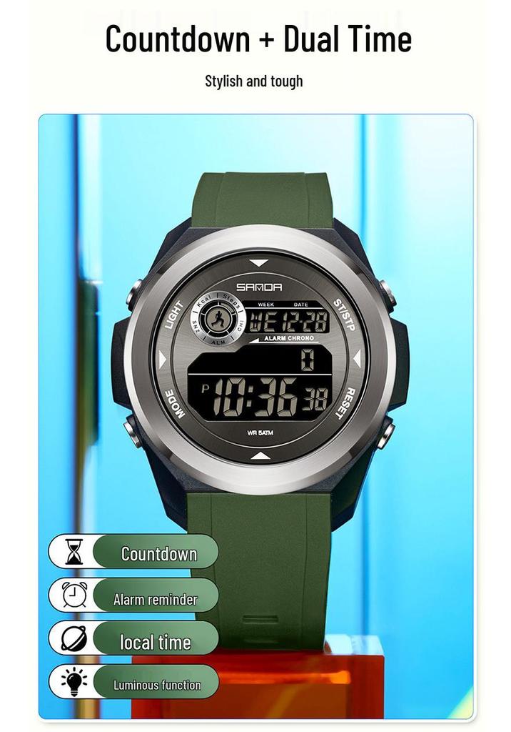 SANDA Men's Multi-Function Digital Sports Watch with Perpetual Calendar, Calorie Counter, Pedometer, and Waterproof Design