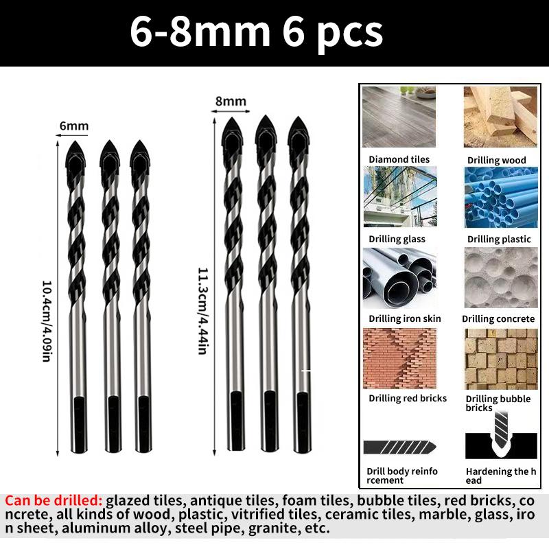 Multi-Functional Triangle Diamond Drill Bit Set – Carbide & Tungsten for Ceramic, Tile, Concrete, Brick, Wood, Glass & Metal