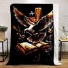 A Dove, an Open Book, and a Wooden Cross with a Glowing Background. for All Seasons Blanket Lunch Break Throw Gift