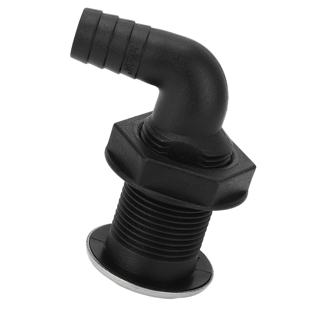 3 4in Thru Hull Fitting Nylon Leakproof High Toughness Thru Hull Hose Connection for Boat Marine 90 Degree Elbow
