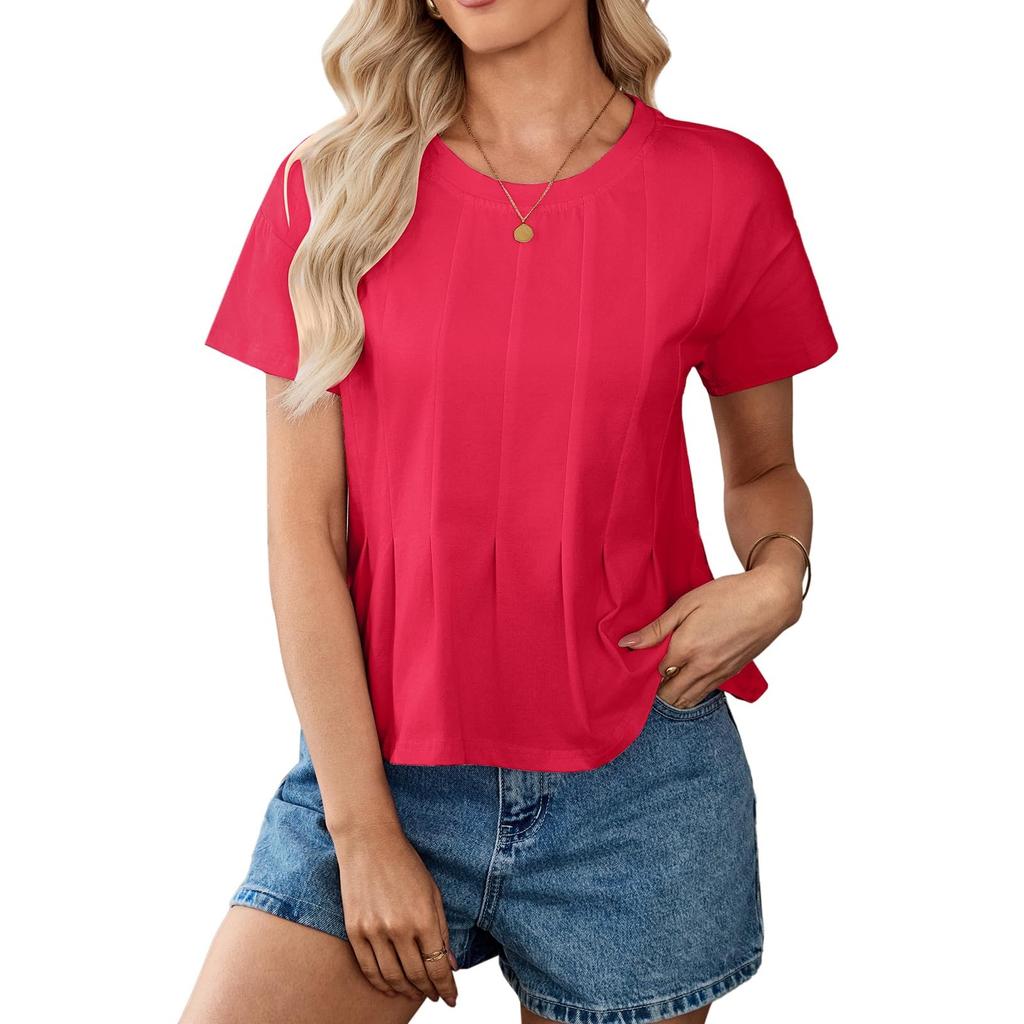 Women's Fashion Oversized Round Neck Short Sleeve T-Shirt Top