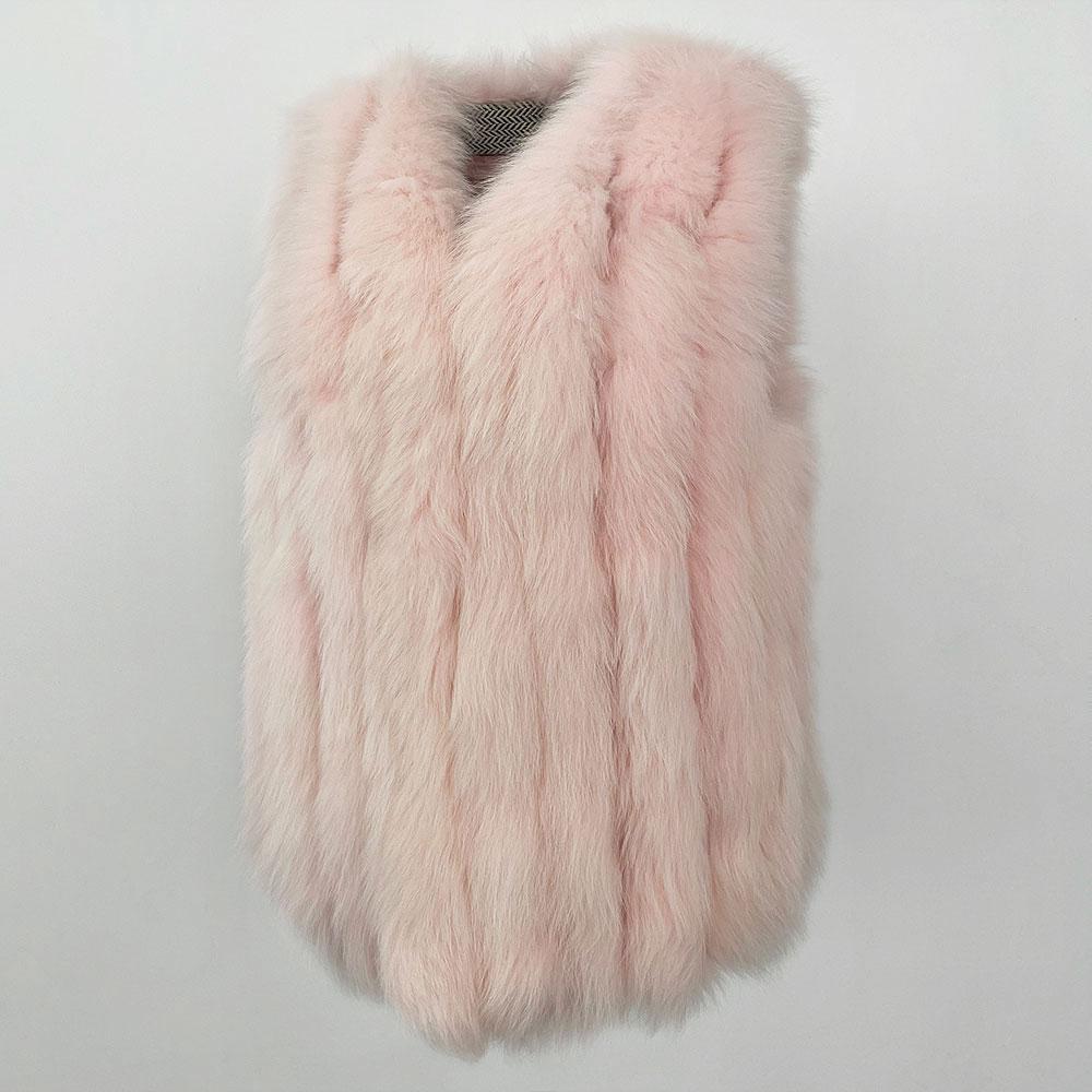 OFTBUY Winter Thickened Warm V-neck Natural Fox Fur Woven Fur Vest Women's Short Korean Style Casual Elegant