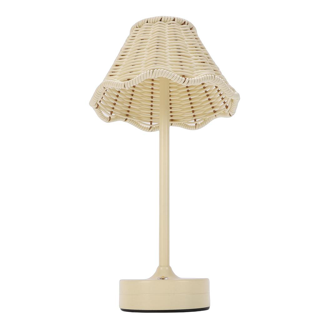 LED Vintage Rattan Table Lamp 3 Colors Cordless Shade Desk Lamp Bedside Night Light Brightness for Bedroom Decor