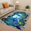 3D Illusion Underwater World Breaking Wall Living Room Non-Slip Area Rug Carpet for Bedroom Playroom Sofa,Home Decor Doormat