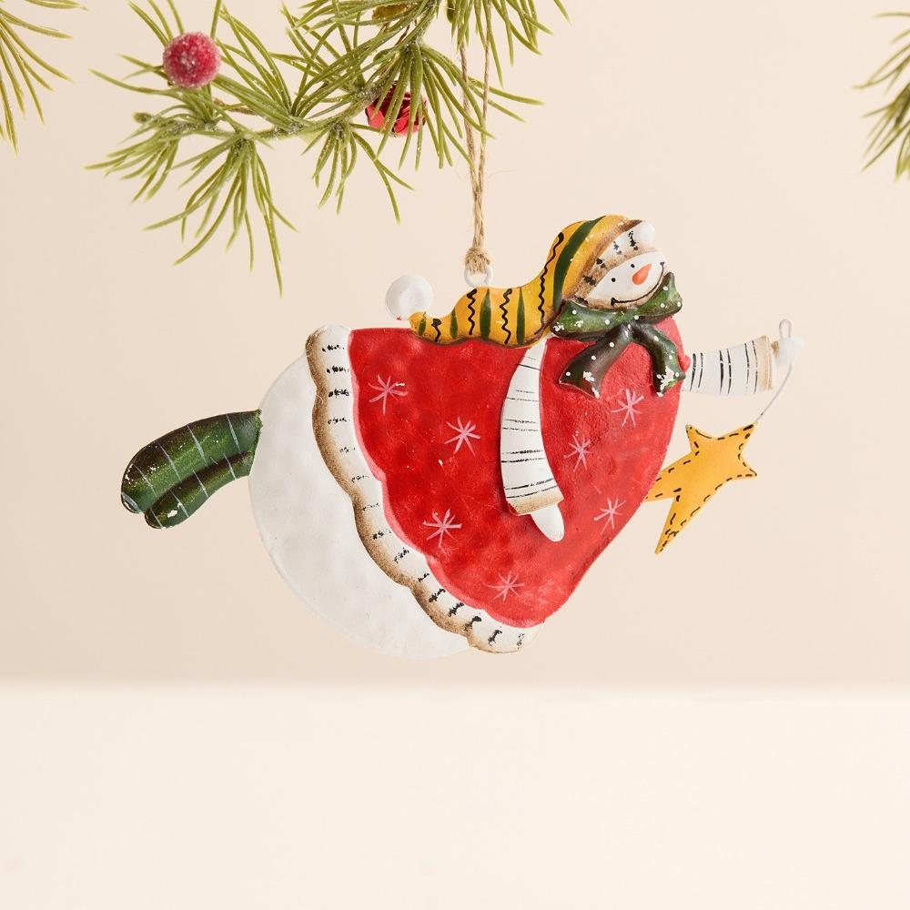 Cute Handmade Snowman Hanging Model Hanging Cartoon Xmas Ornament Iron with Lanyard Christmas Tree Decor Festival Decoration