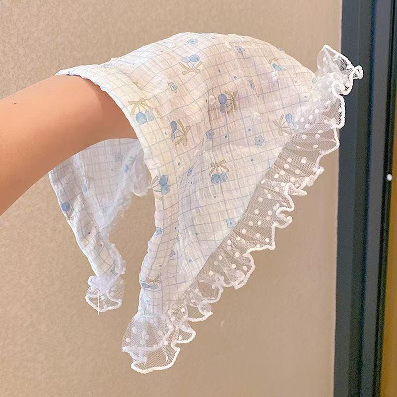 Pastoral French Lace Triangle Hair Scarf and Headband for Spring Outings