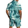 Men Casual Short Sleeve Button Down Shirt Lightweight Breathable Fabric Drawstring Waist Shorts Set Summer Outfit