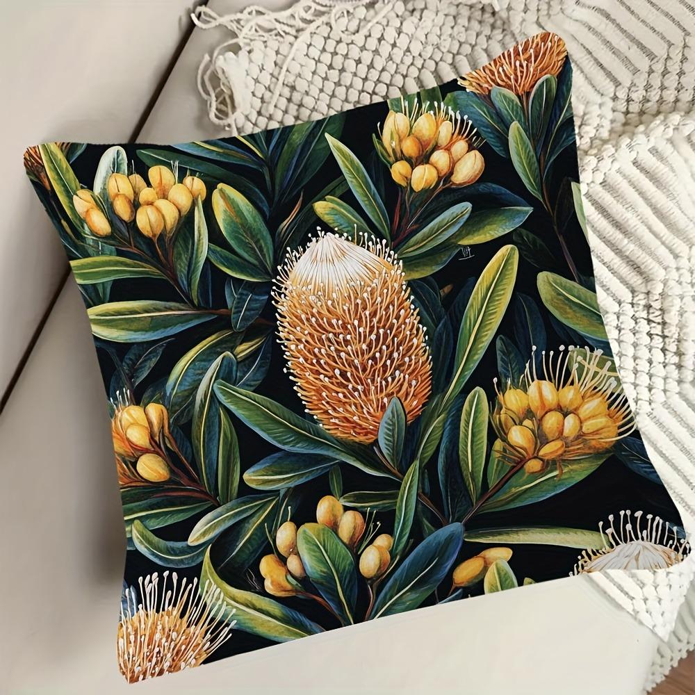 1 vintage Australian nature reserve floral pillowcase, short plush