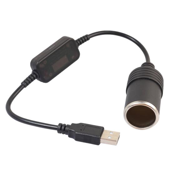 USB Male 5V To 12V Car Cigarette Lighter Power Female Converter Adapter Cable