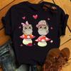 Cute Cartoon Owl Print Graphic T-shirt Women's Casual Short-sleeved O-neck Harajuku Top