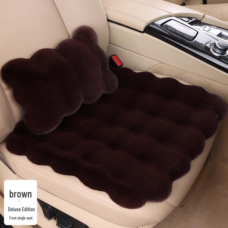 Winter Fleece Rabbit Fur Plush Car Seat Cushion 3-Piece Set